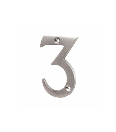76mm Screw Fixed Numeral - 3 - Satin Chrome