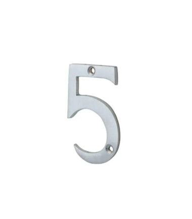 76mm Screw Fixed Numeral - 5 - Satin Chrome