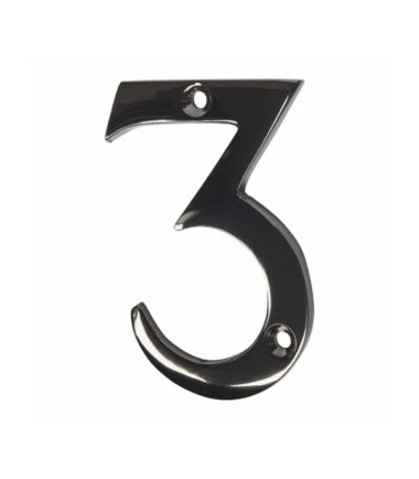 Altro 76mm Screw Fixed Door Numeral - 3 - Black Nickel