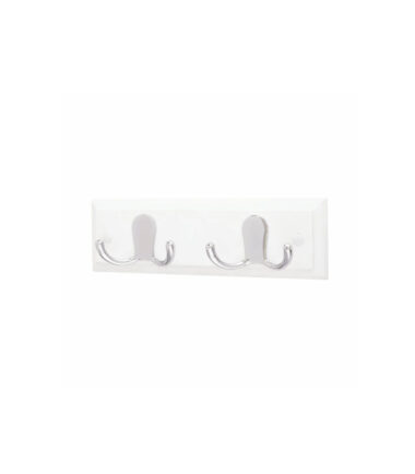 Altro Double Coat Hook Rail - 225 x 70 x 15mm - 2 Hook - White Board with Polished Chrome Hooks
