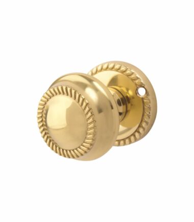 Altro Georgian Rope Edge Mortice Door Knob - 60mm Rose Diameter - Polished Brass