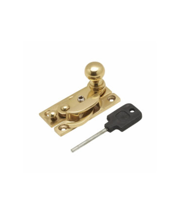 Altro Narrow Keep Sash Hook Fastener with Knob - 63 x 20mm - Polished Brass