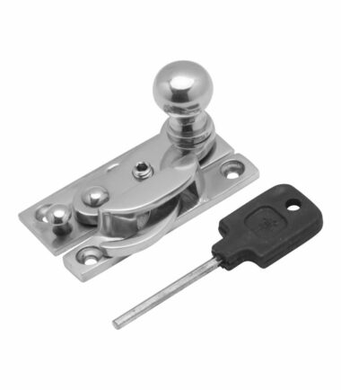 Altro Narrow Keep Sash Hook Fastener with Knob - 63 x 20mm - Polished Chrome