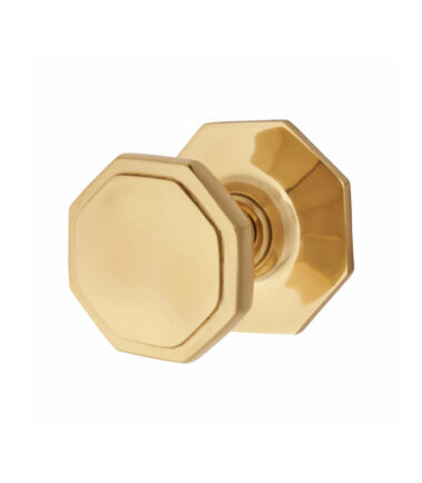 Altro Octagonal Period Centre Door Knob - 79mm Rose Diameter - Polished Brass