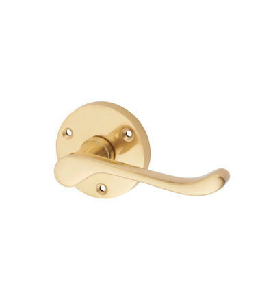 Altro Victorian Scroll Lever Door Handle on Rose - Polished Brass