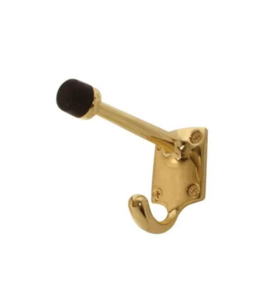 Cubical Single Hat & Coat Hook with Buffer - 85 x 55mm - Polished Brass