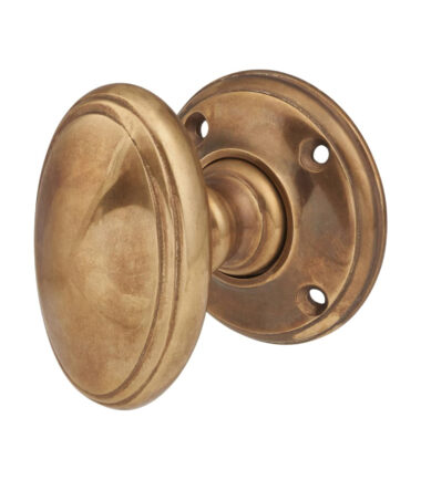 Hampstead Georgian Oval Mortice/Rim Door Knob - 60mm Rose Diameter - Aged Brass