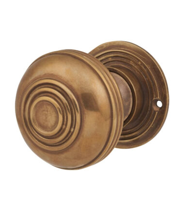 Hampstead Georgian Ringed Mortice/Rim Door Knob - 65mm Rose Diameter - Aged Brass