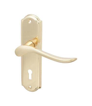 Hampstead Turin Lock Door Handle - Keyhole - 170 x 46mm - Polished Brass