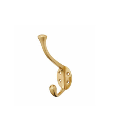 Victorian Heavy Duty Single Hat & Coat Hook - 143 x 65mm - Polished Brass