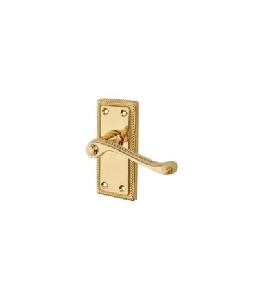 Touchpoint Budget Rope Edge Scroll Latch Door Handle - Short Plate - 105 x 42mm - Polished Brass