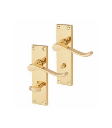 Touchpoint Budget Scroll Bathroom Door Handle - 147 x 38mm - Polished Brass