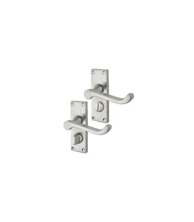 Touchpoint Budget Scroll Privacy Door Handle - Short Plate - 115 x 42mm - Satin Chrome