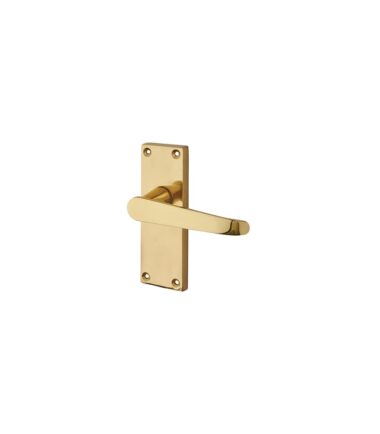 Touchpoint Budget Straight Latch Door Handle - Short Plate - 116 x 38mm - Polished Brass