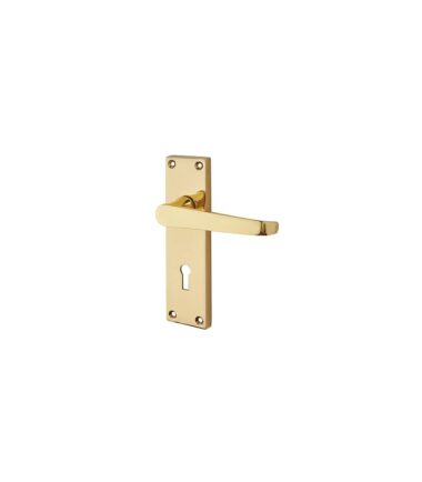 Touchpoint Budget Straight Lock Door Handle - Keyhole - 147 x 38mm - Polished Brass