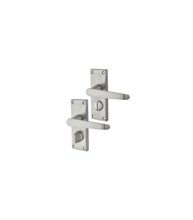 Touchpoint Budget Straight Privacy Door Handle - Short Plate - 114 x 41mm - Satin Chrome