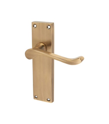 Touchpoint Victorian Scroll Latch Door Handle - 155 x 42mm - Antique Brass