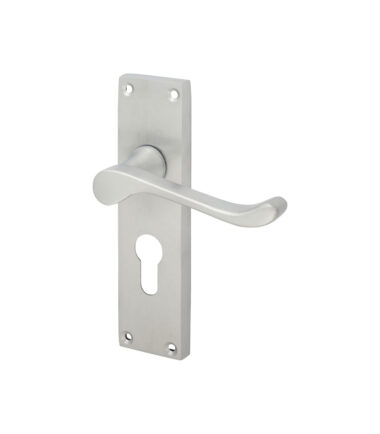 Touchpoint Victorian Scroll Door Lock Handle - Euro - Satin Chrome