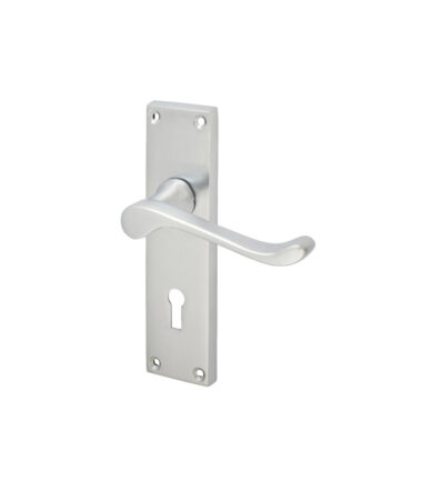 Touchpoint Victorian Scroll Door Lock Handle - Keyhole - Satin Chrome