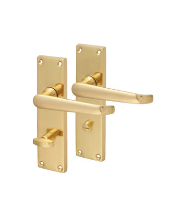 Touchpoint Victorian Straight Bathroom Door Handle - Polished Brass