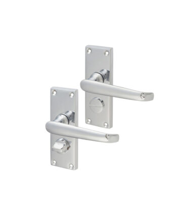Touchpoint Victorian Straight Privacy Door Handle - Short Plate - Polished Chrome