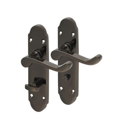 Touchpoint Victorian Summer Bathroom Door Handle - 168 x 40mm - Black Nickel
